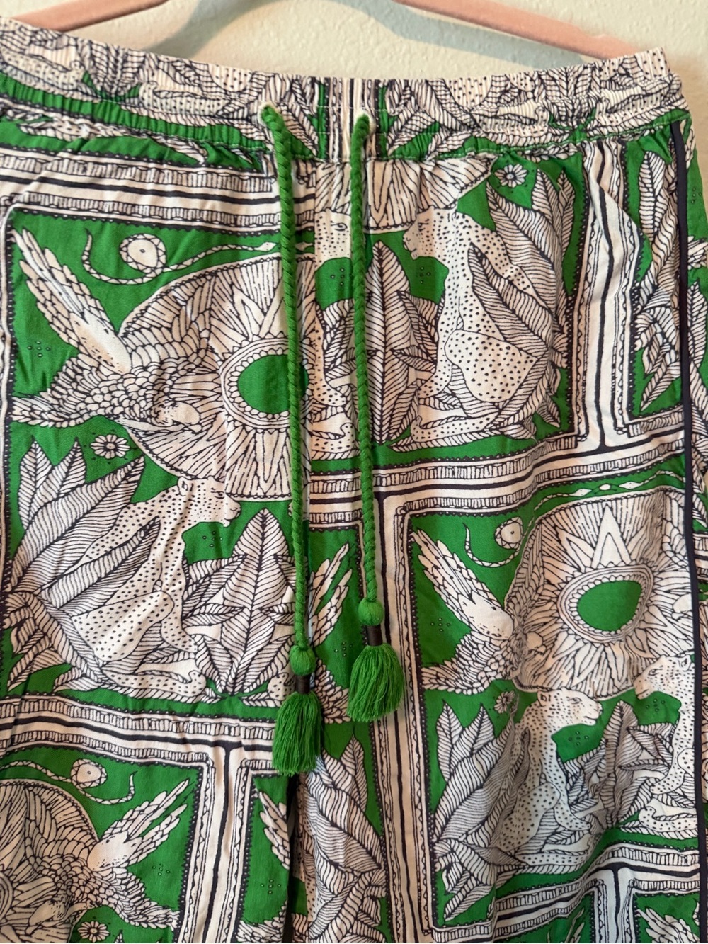 Anthropologie Real Fun Wow Flannel Pajama Bottoms Green White Medium GUC G(002) - Picture 6 of 8